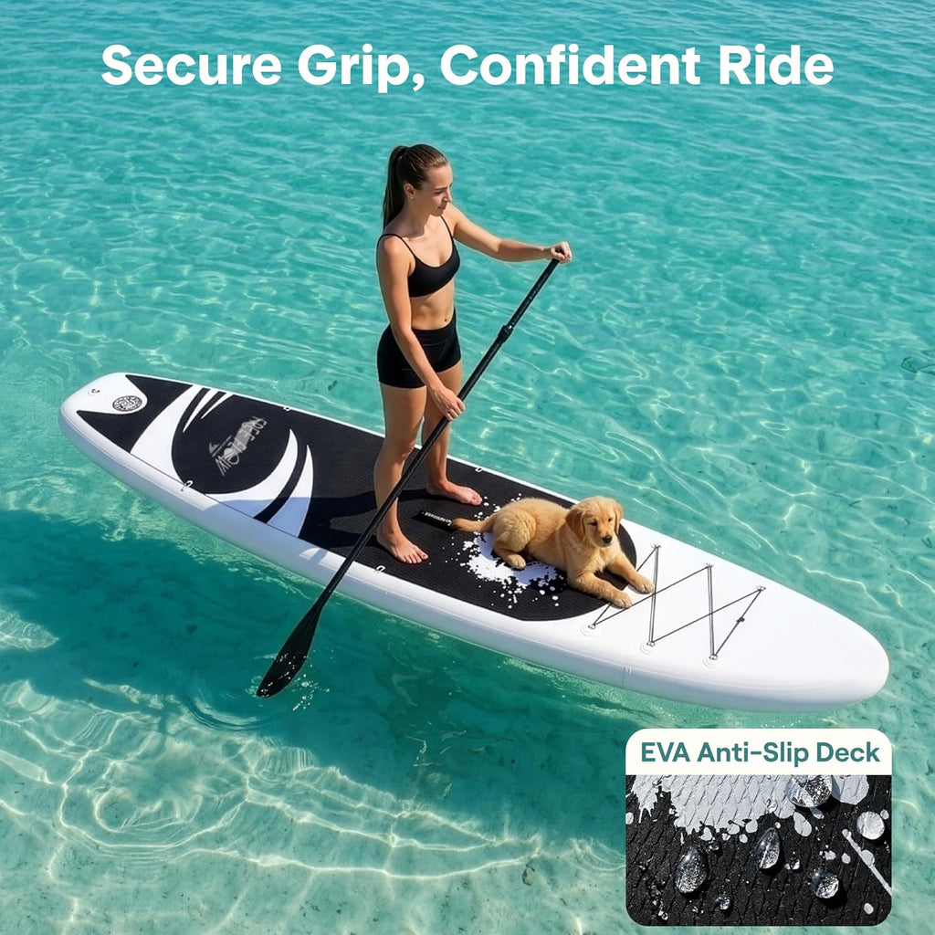 Inflatable Stand up Paddle Board with Premium SUP Accessories – Wide Stable Design with Non-Slip EVA Deck Pad for Adults and Youth of All Skill Levels, 350 Lbs Capacity